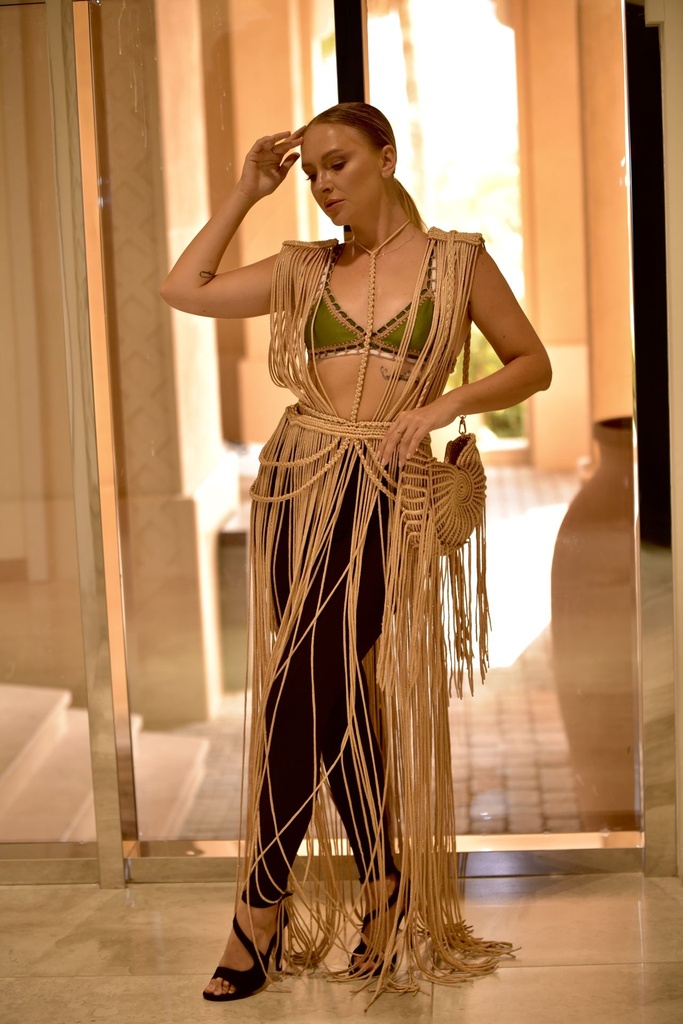 Nomadic Goddess Dress (Champagne with Gold Sparkles)