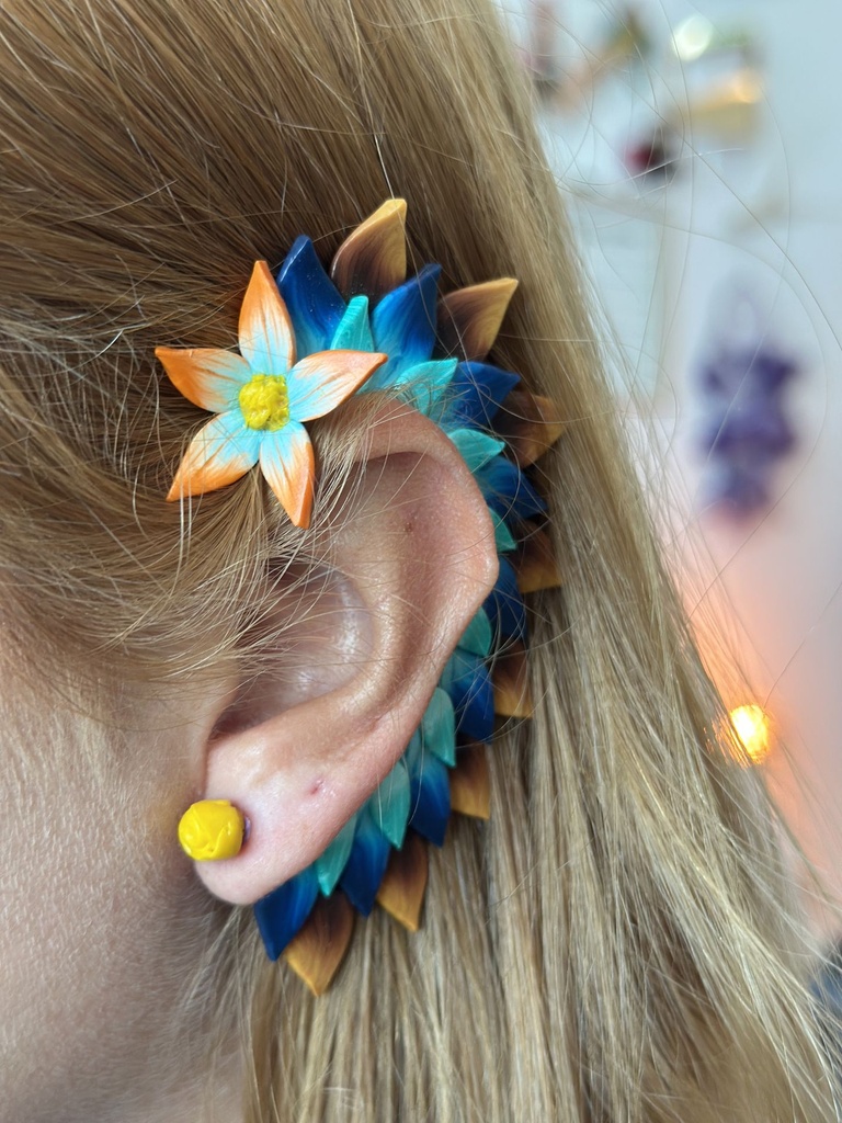 Autumn Leaves Ear Cuff (Orange Flower)